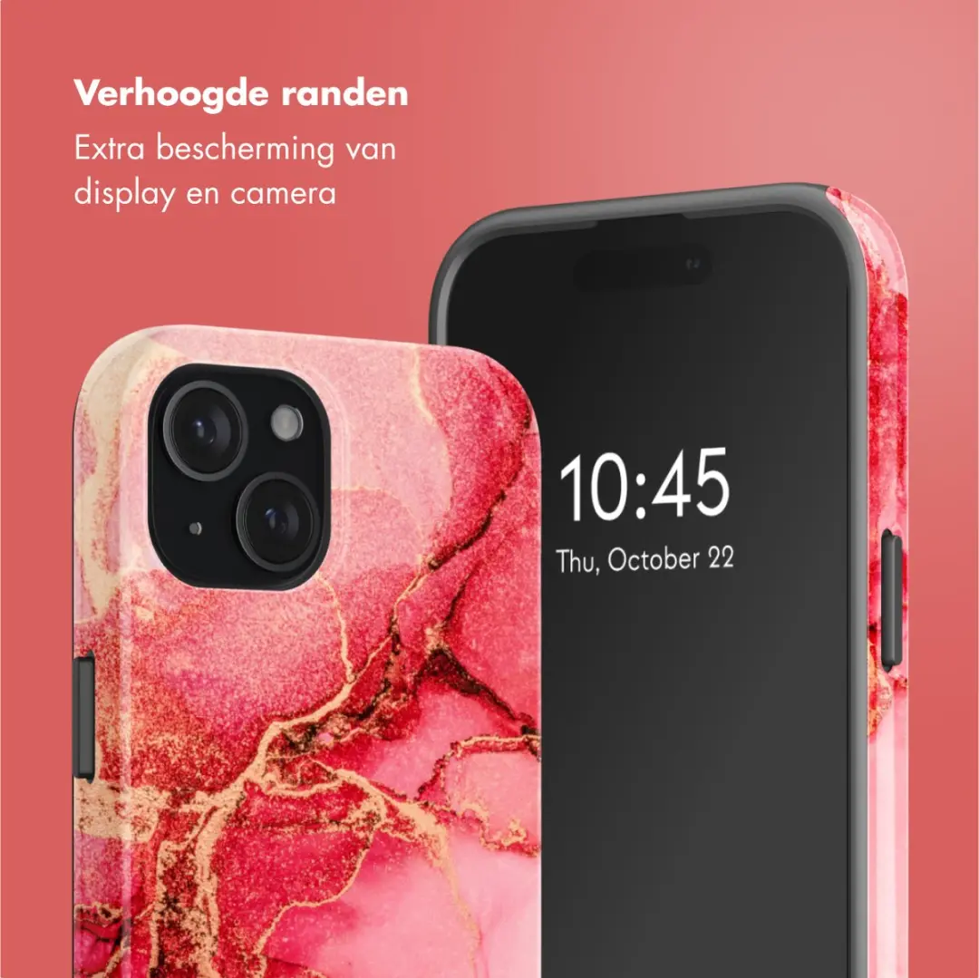 Selencia Hoesje iPhone 15 Rosy Marble - MagSafe