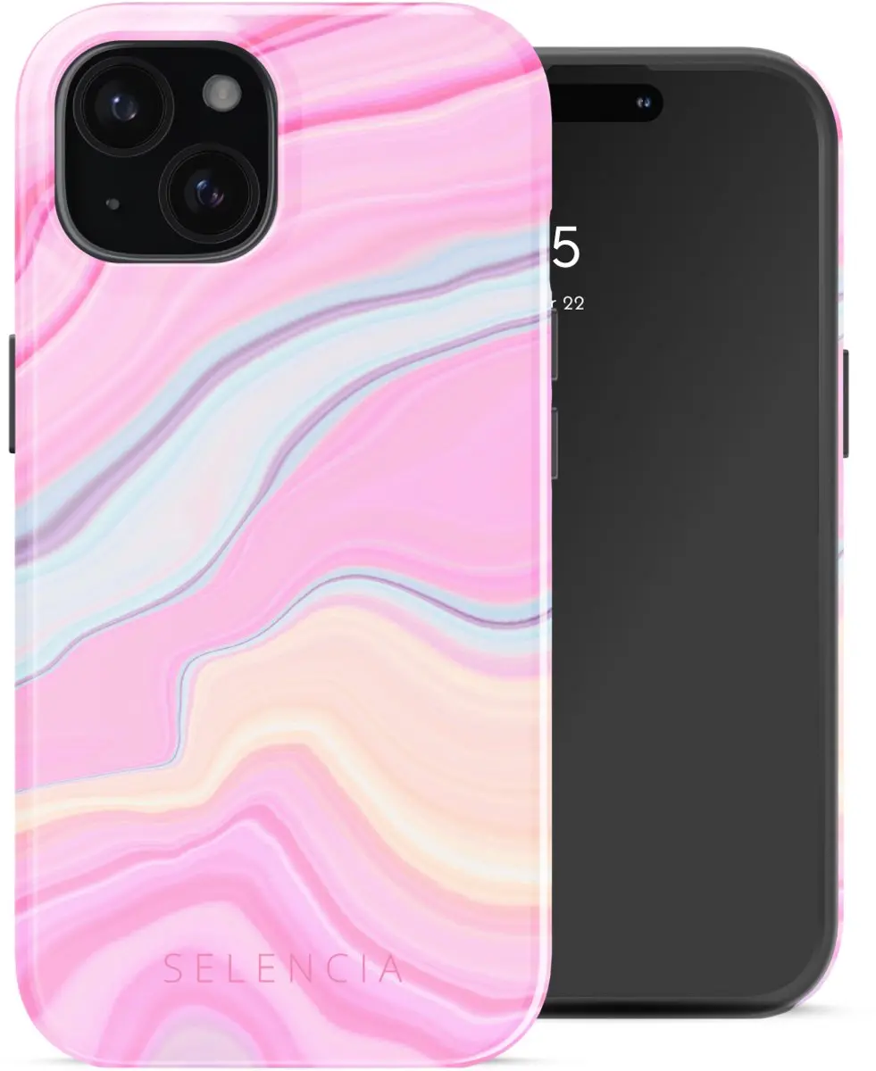 Selencia Hoesje iPhone 15 Pastel Lipstick Marble