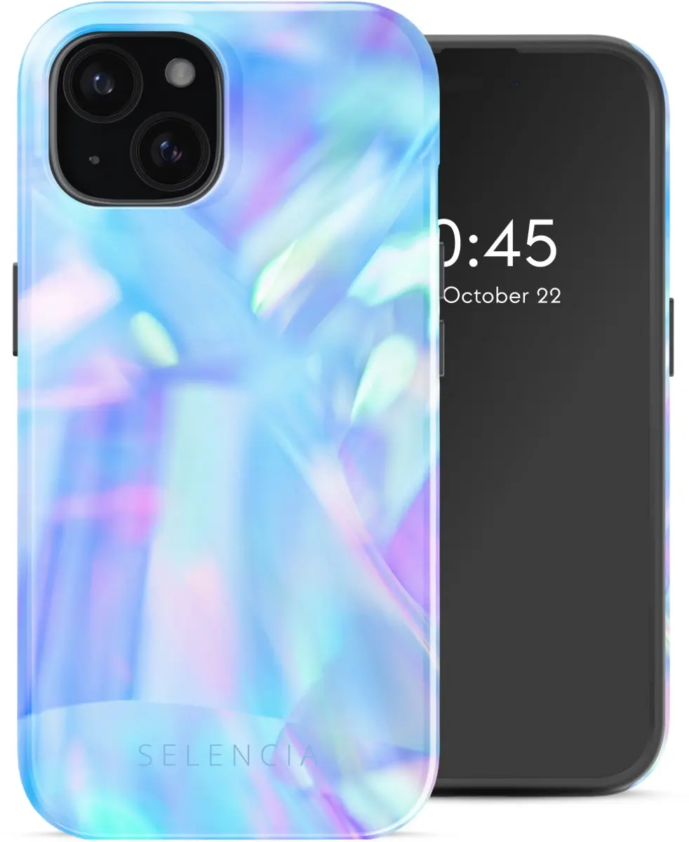 Selencia Hoesje iPhone 15 Holographic Blue Dream