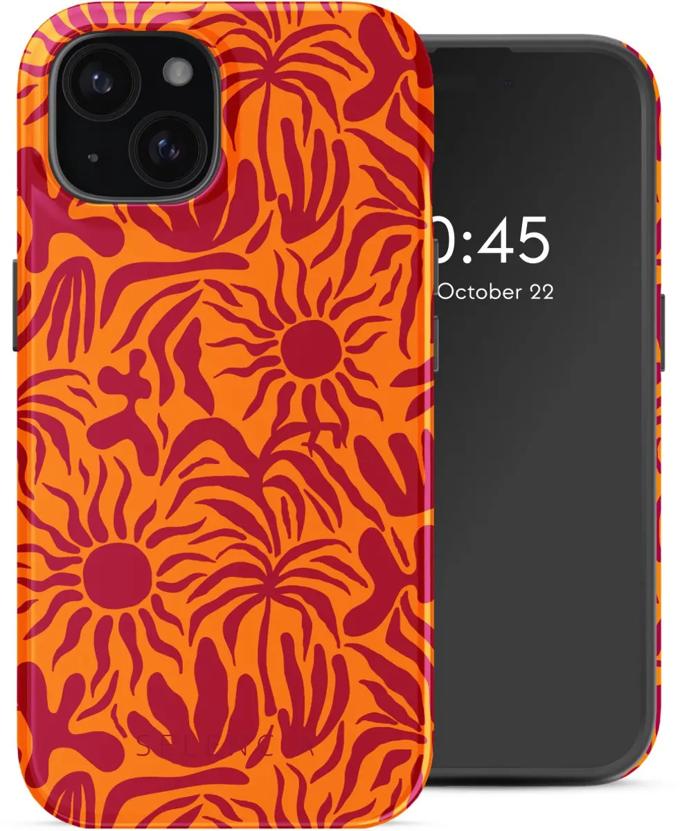 Selencia Hoesje iPhone 15 Tropical Vibes Apricot