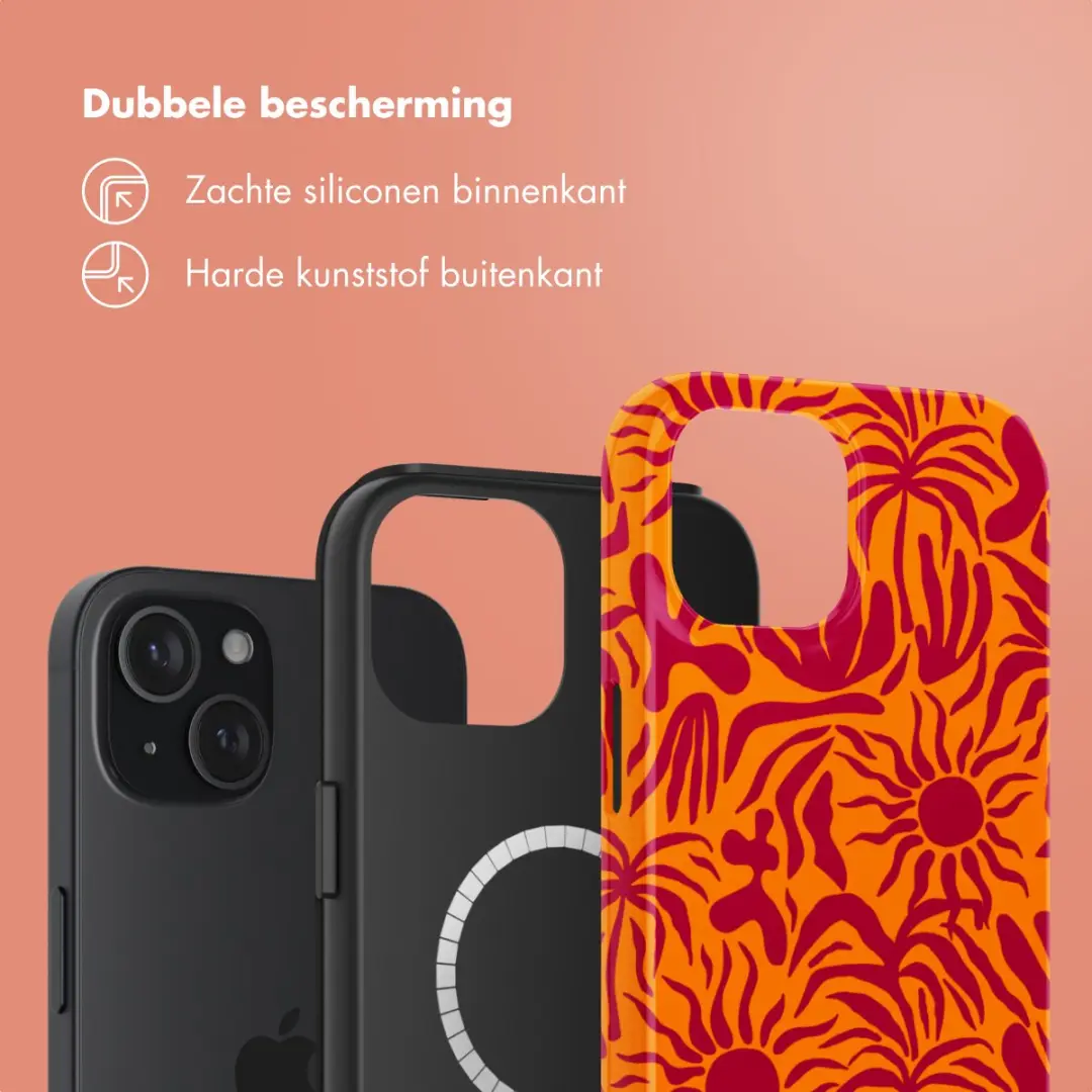 Selencia Hoesje iPhone 15 Tropical Vibes Apricot - MagSafe