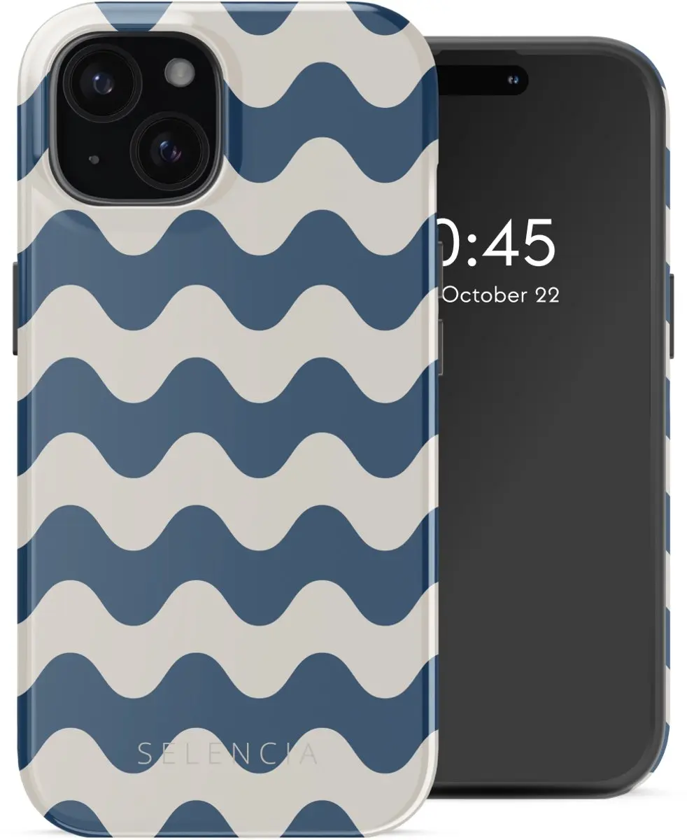 Selencia Wave Vibes Classic Blue Hoesje iPhone 15