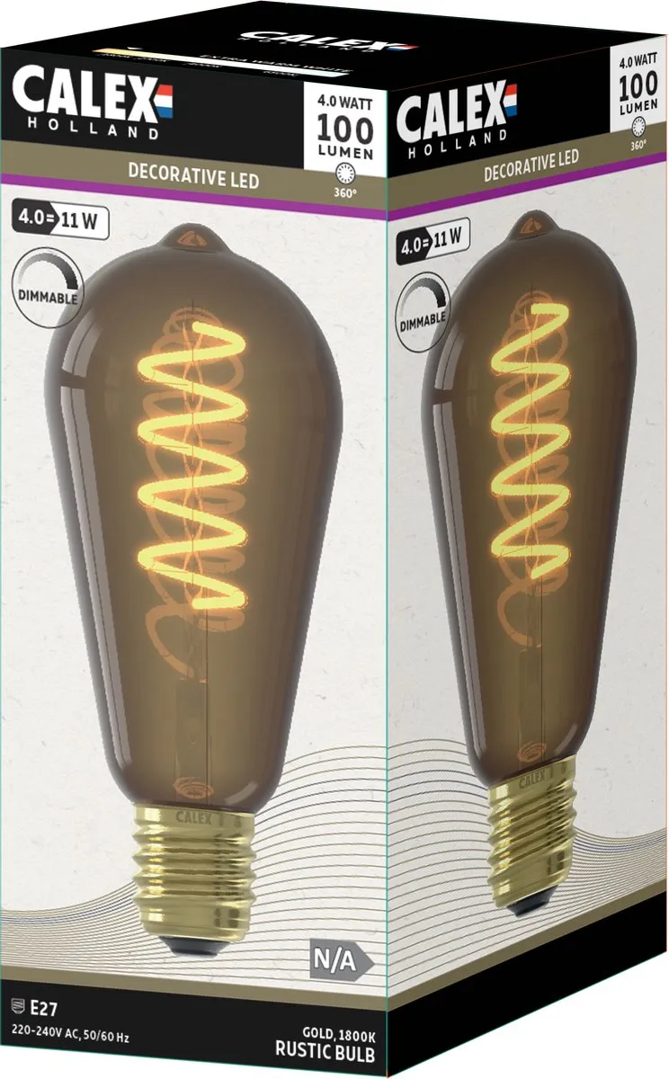 Calex LED Filament Lamp ST64 E27 4W - Warm Wit - Amber Glas