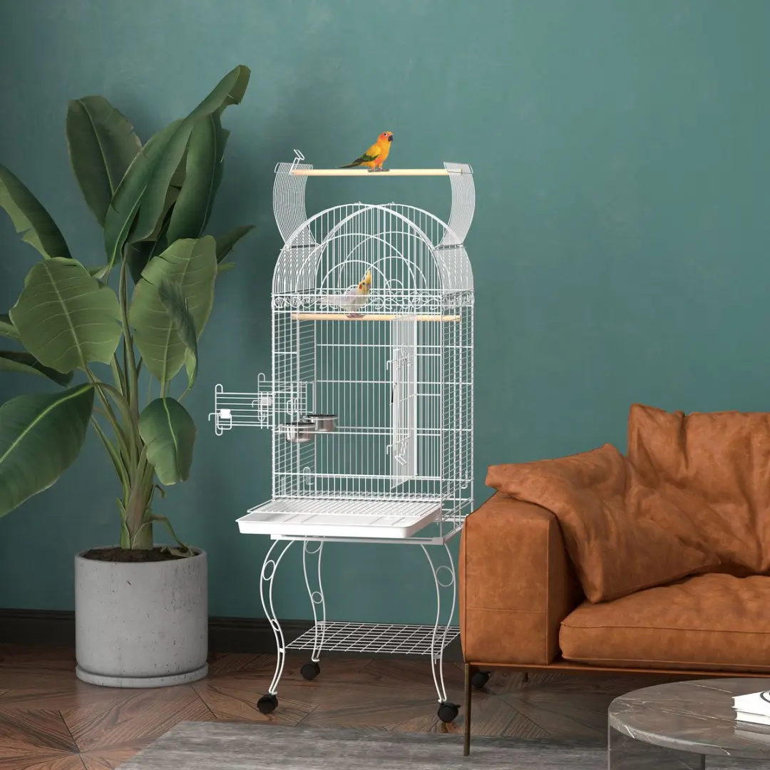 Pawhut Vogelkooi Staand 51x51x153cm - Wit