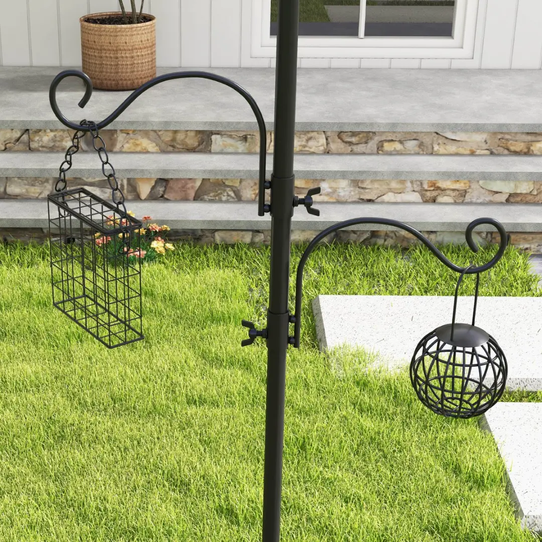 Pawhut Vogelfeederstation Staal 58x58x226cm - Zwart
