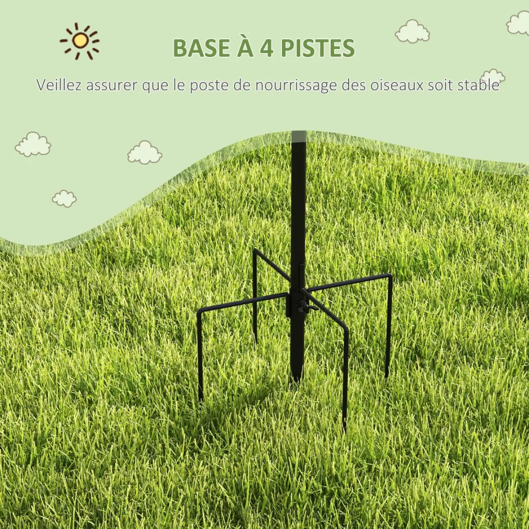 Pawhut Vogelfeederstation Staal 58x58x226cm - Zwart