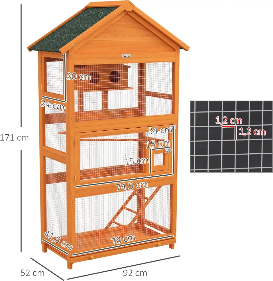 Pawhut Vogelkooi Staand 92x52x171cm - Oranje - afbeelding 6 van 6
