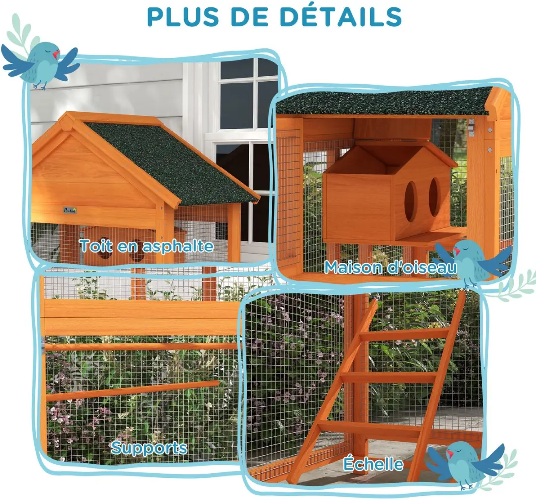 Pawhut Vogelkooi Staand 92x52x171cm - Oranje