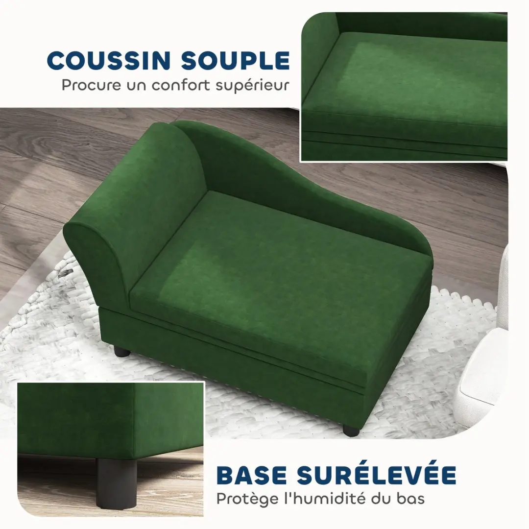 Pawhut Huisdierenbank 76x45x43cm - Fluweel Groen
