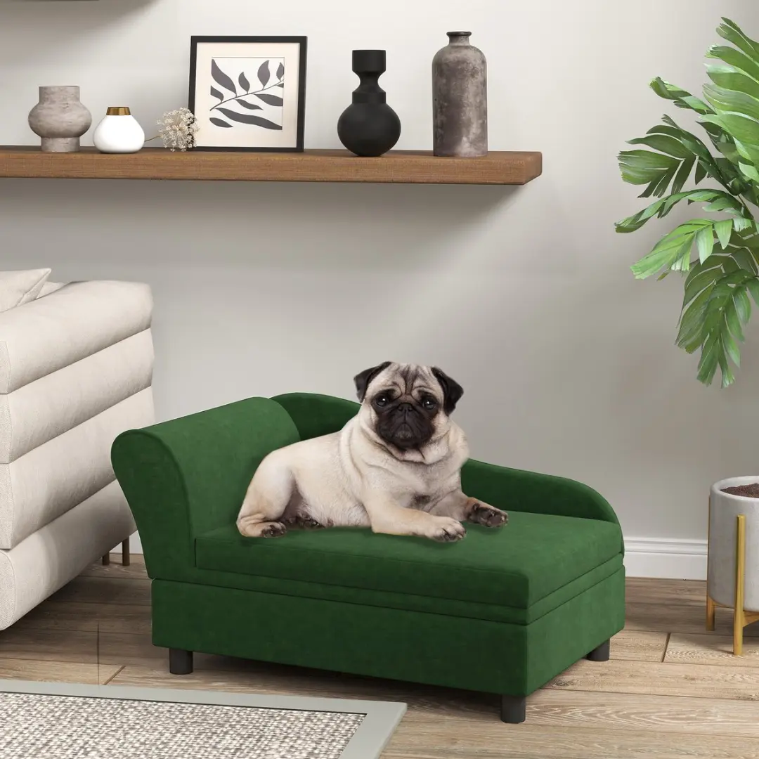 Pawhut Huisdierenbank 76x45x43cm - Fluweel Groen