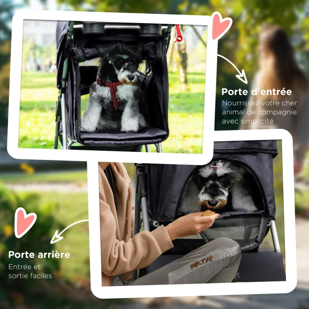 Pawhut Huisdierenkinderwagen - Zwart