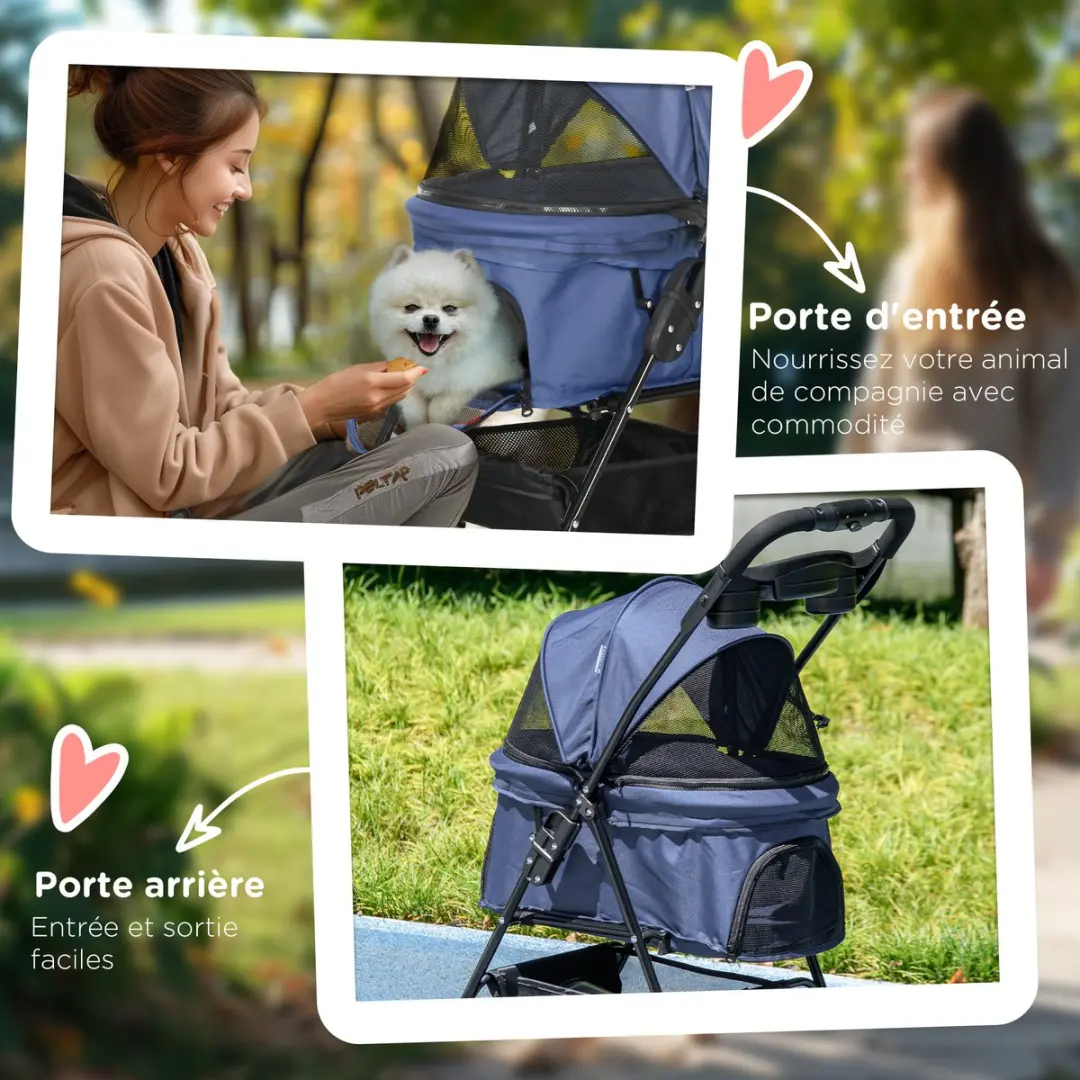 Pawhut Hondenwagen - Staal - 67x45x96cm - Blauw