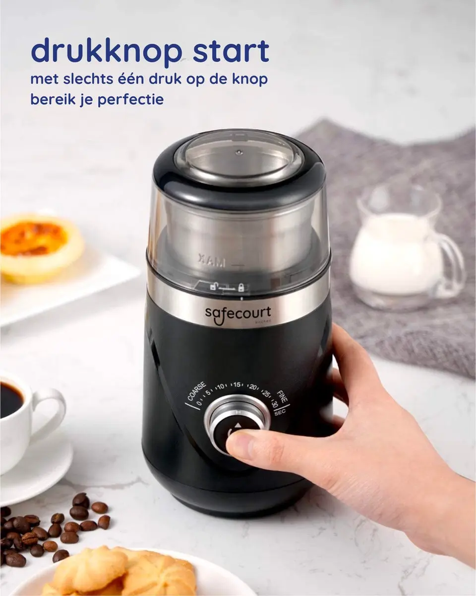 Safecourt Kitchen Elektrische Koffiemolen 001 - 200W - 400ml - Zwart