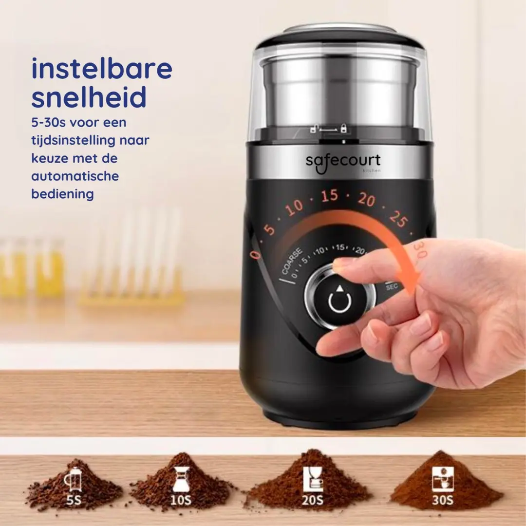Safecourt Kitchen Elektrische Koffiemolen 001 - 200W - 400ml - Zwart