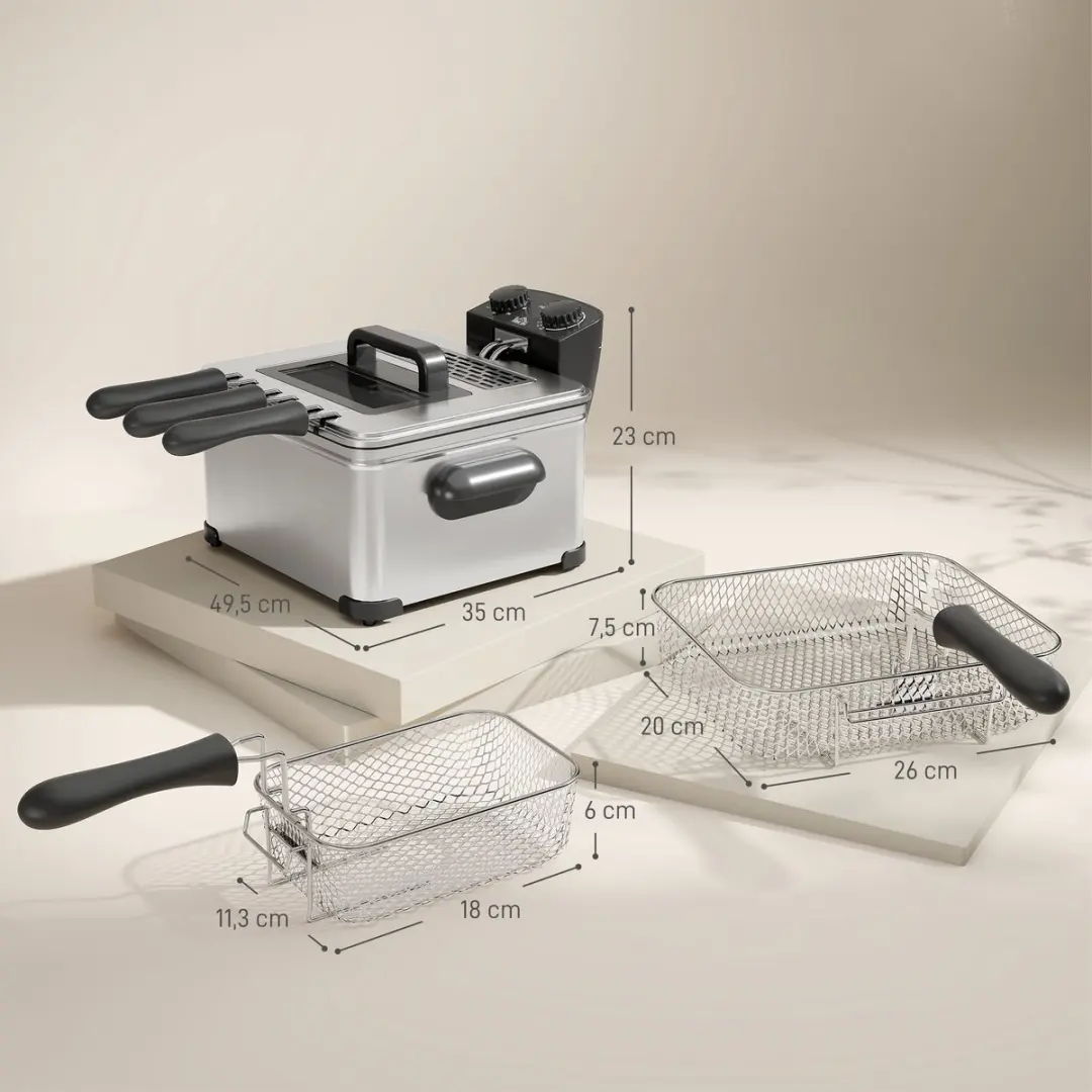 Homcom Elektrische Diepfriteuse 2000W - 5L - Zilver