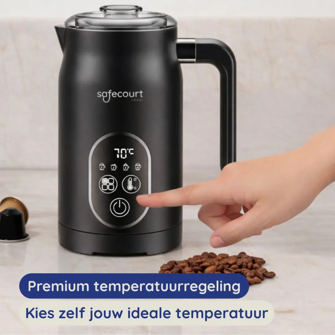 Safecourt Kitchen MF300 Elektrische Melkopschuimer 500W - 250ml - Zwart