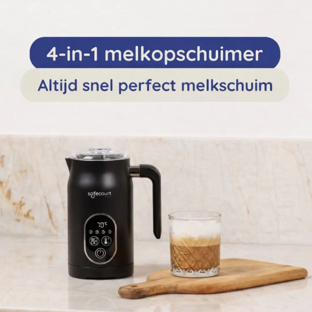 Safecourt Kitchen MF300 Elektrische Melkopschuimer 500W - 250ml - Zwart