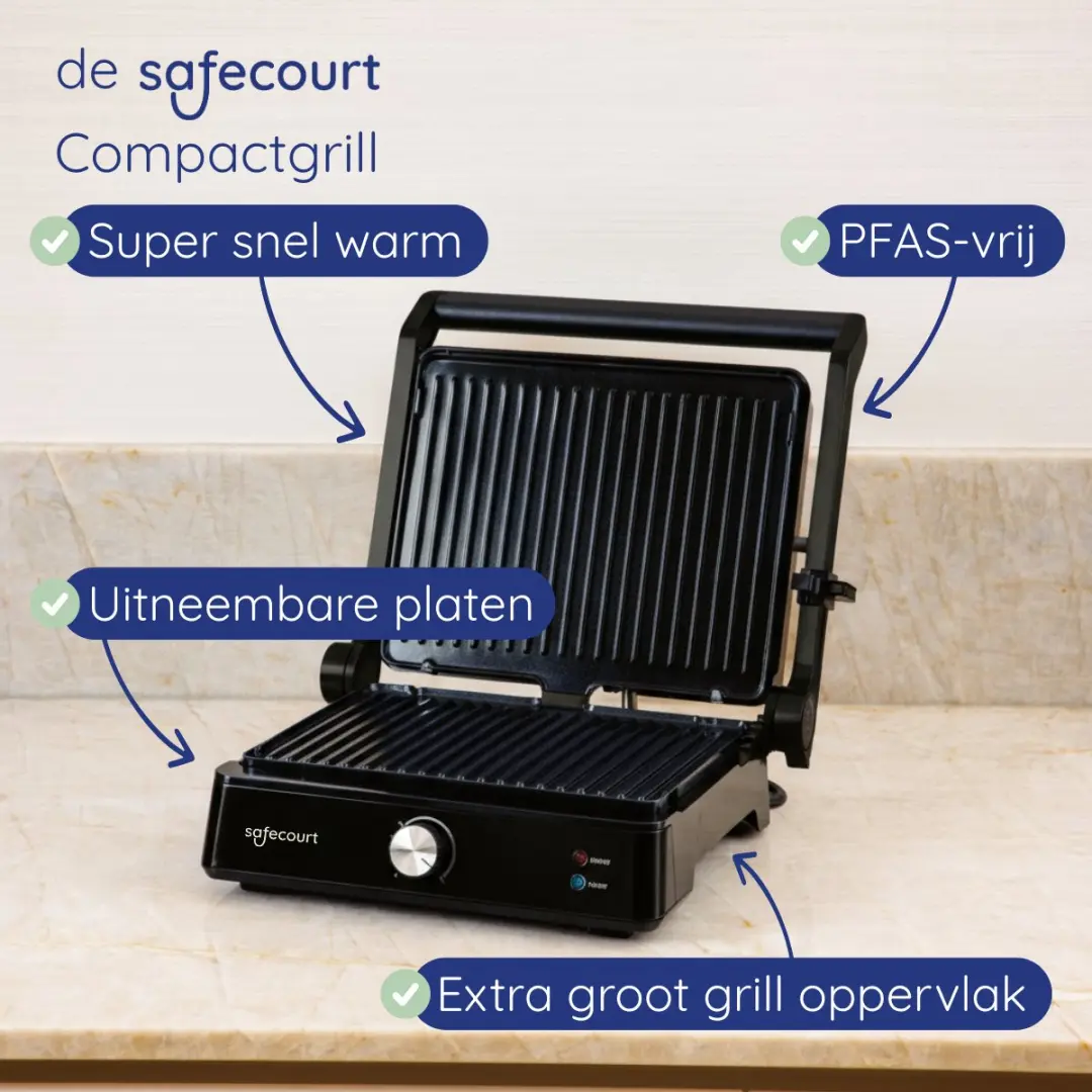 Safecourt Kitchen CG200-BK 3-in-1 Contactgrill - Zwart