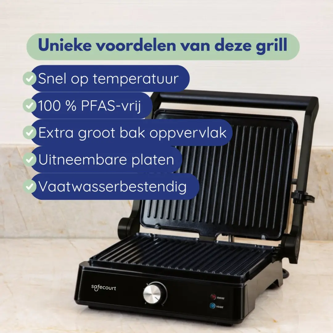 Safecourt Kitchen CG200-BK 3-in-1 Contactgrill - Zwart