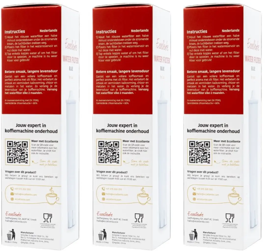 Eccellente Blue Waterfilters E-0270-3 - 3 Stuks - o.a. Jura A5/A7/A9