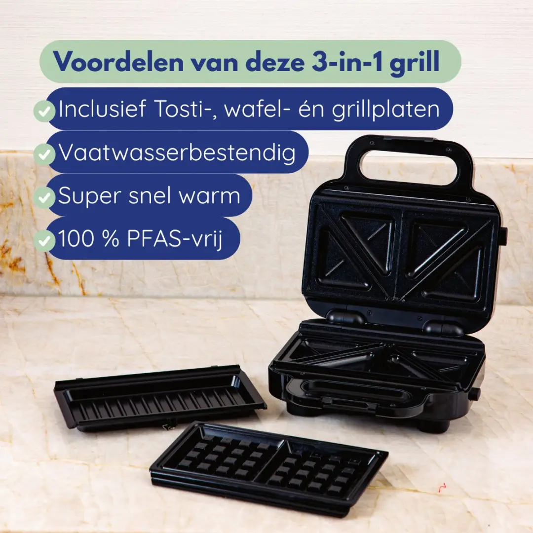 Safecourt Kitchen CG400 3-in-1 Grill - 820W - 4 Sandwiches