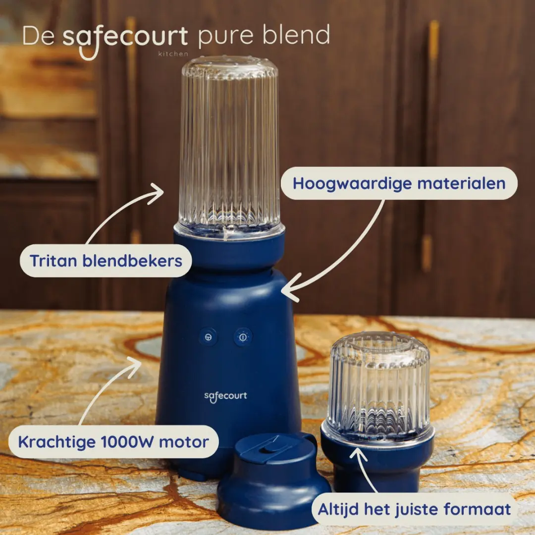Safecourt Kitchen PureBlend 1000W Smoothiemaker - Blauw