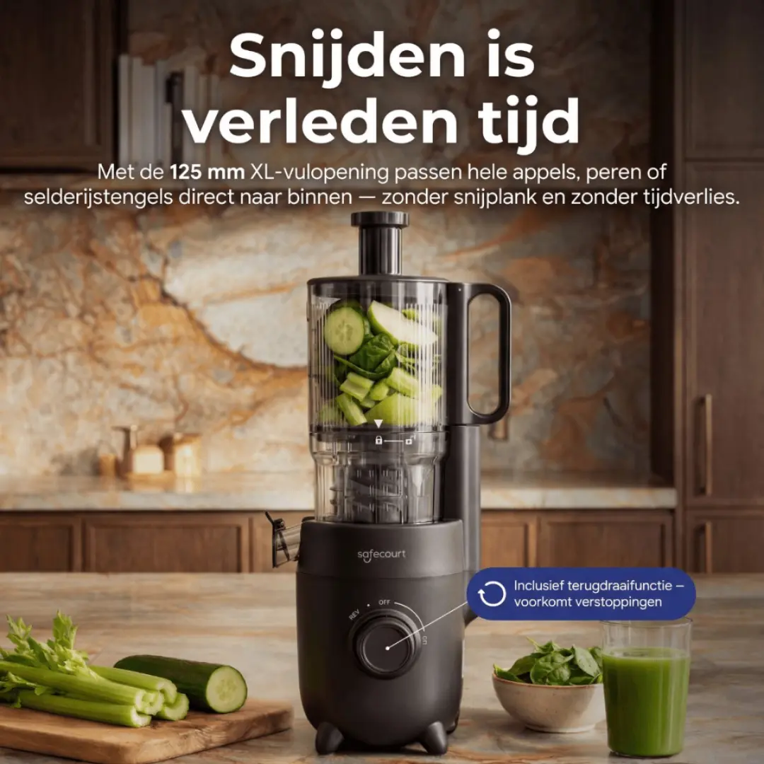 Safecourt Kitchen Slow Juicer SJ500 - 220W - Zwart