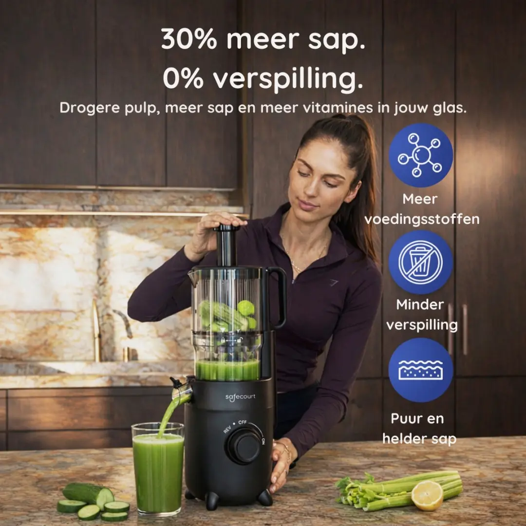 Safecourt Kitchen Slow Juicer SJ500 - 220W - Zwart