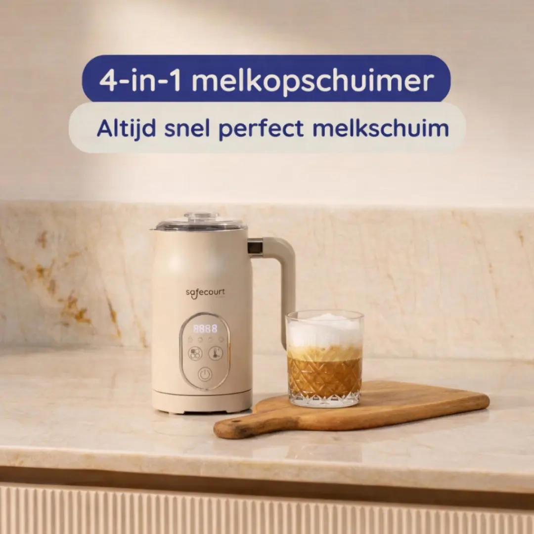 Safecourt Kitchen MF300-BE Elektrische Melkopschuimer 500W - 350ml - Beige