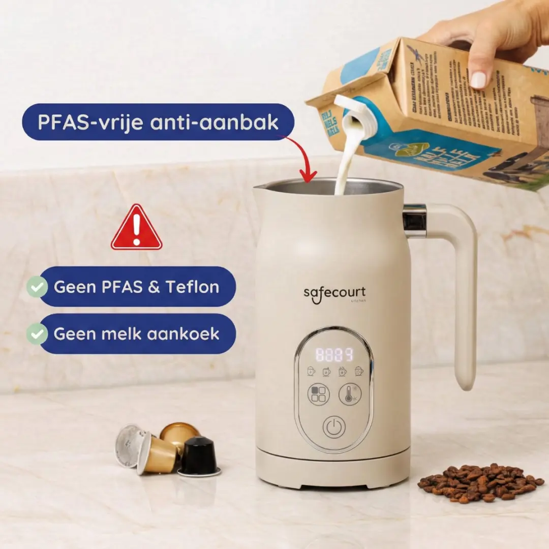 Safecourt Kitchen MF300-BE Elektrische Melkopschuimer 500W - 350ml - Beige