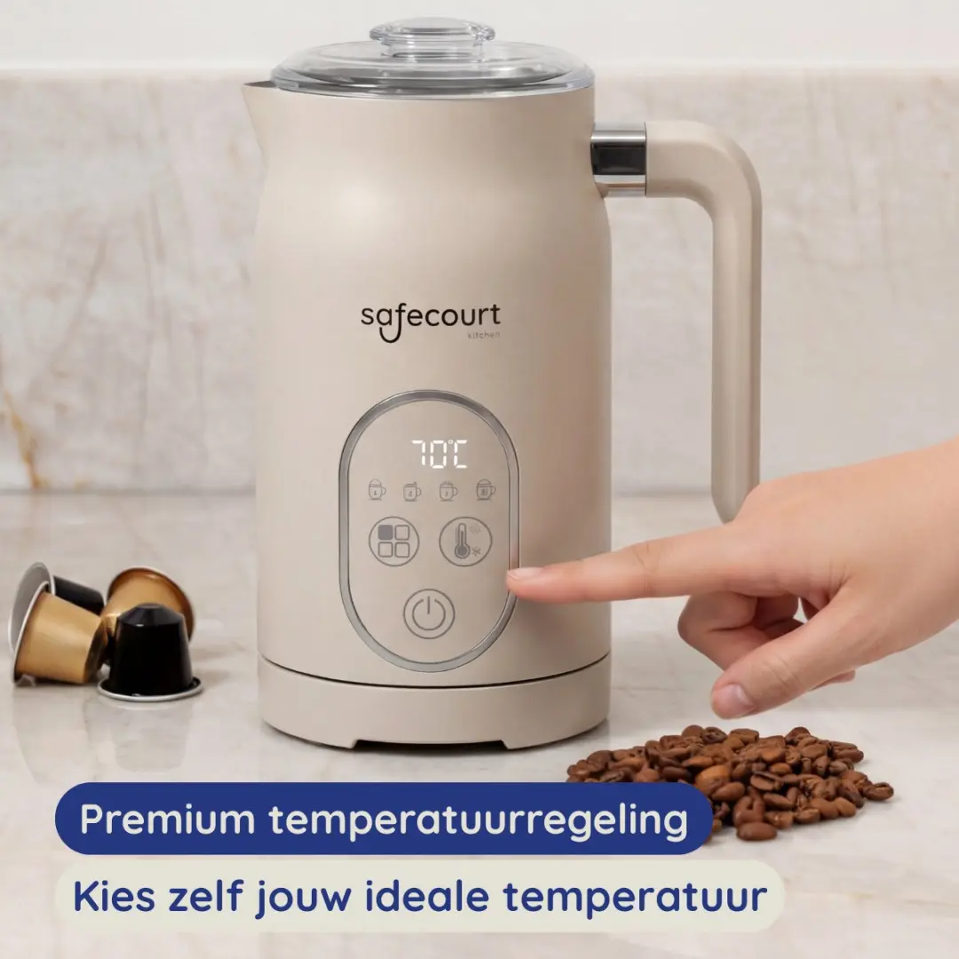 Safecourt Kitchen MF300-BE Elektrische Melkopschuimer 500W - 350ml - Beige