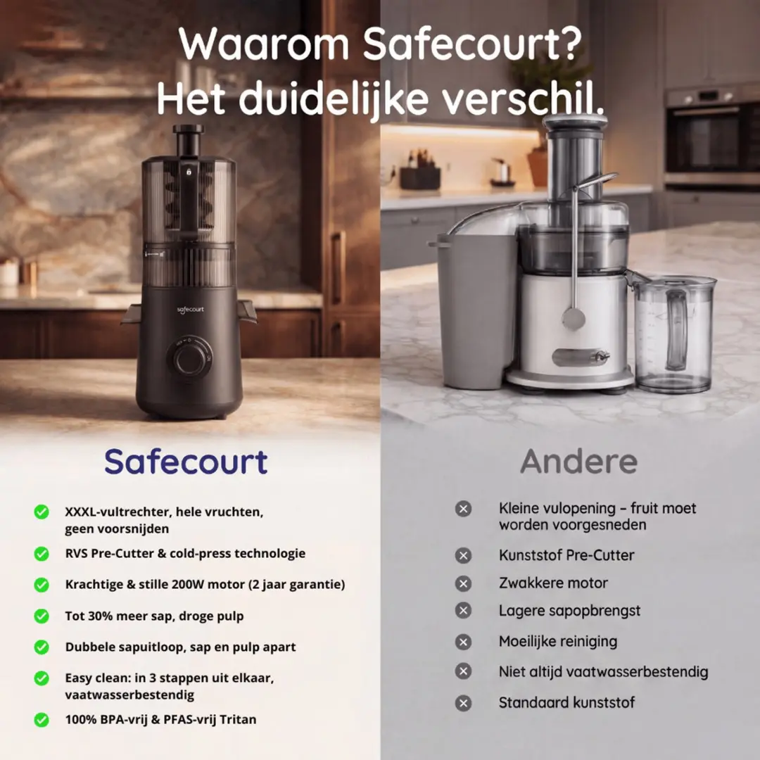 Safecourt Kitchen Slow Juicer XXL SJ600 - 600W - Zwart