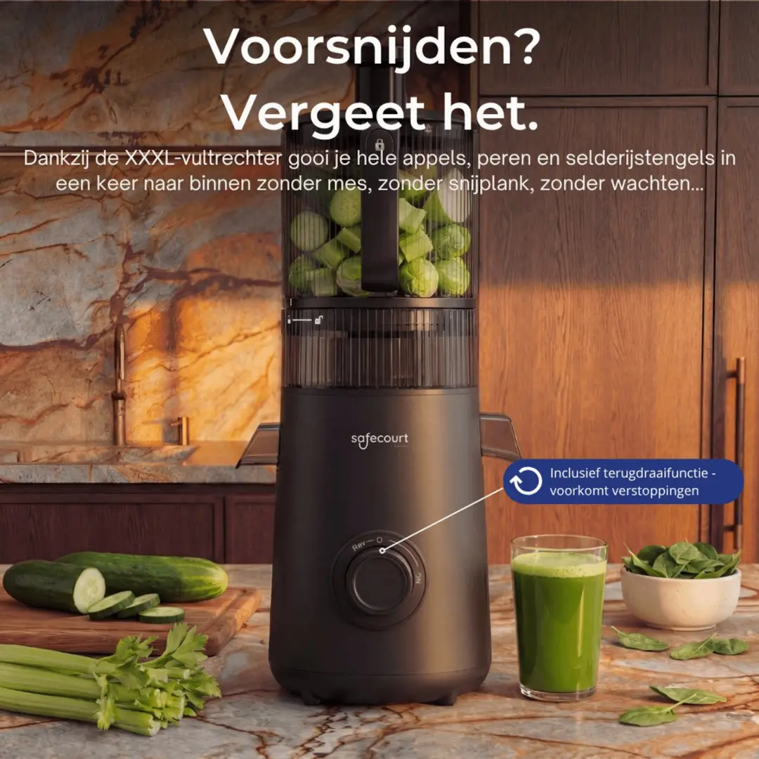 Safecourt Kitchen Slow Juicer XXL SJ600 - 600W - Zwart