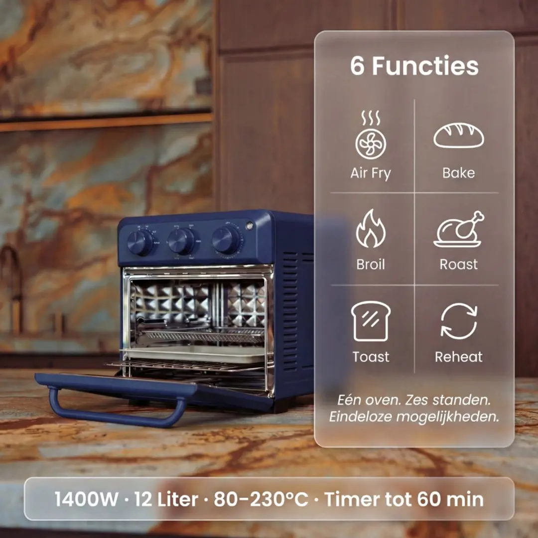 Safecourt 6-in-1 Airfryer Oven - 1400W - Blauw