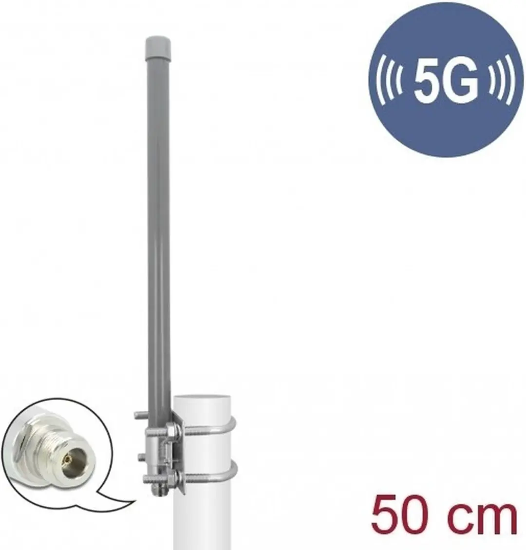Delock 5G Antenne N Jack 8 dBi 50cm - Grijs