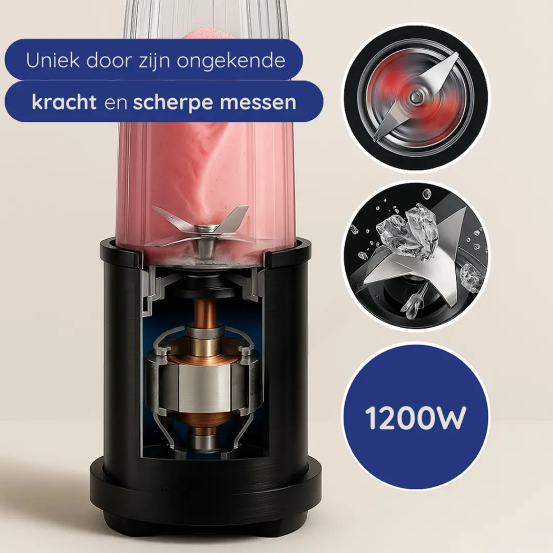 Safecourt Kitchen Power Blender 1000W - Zwart