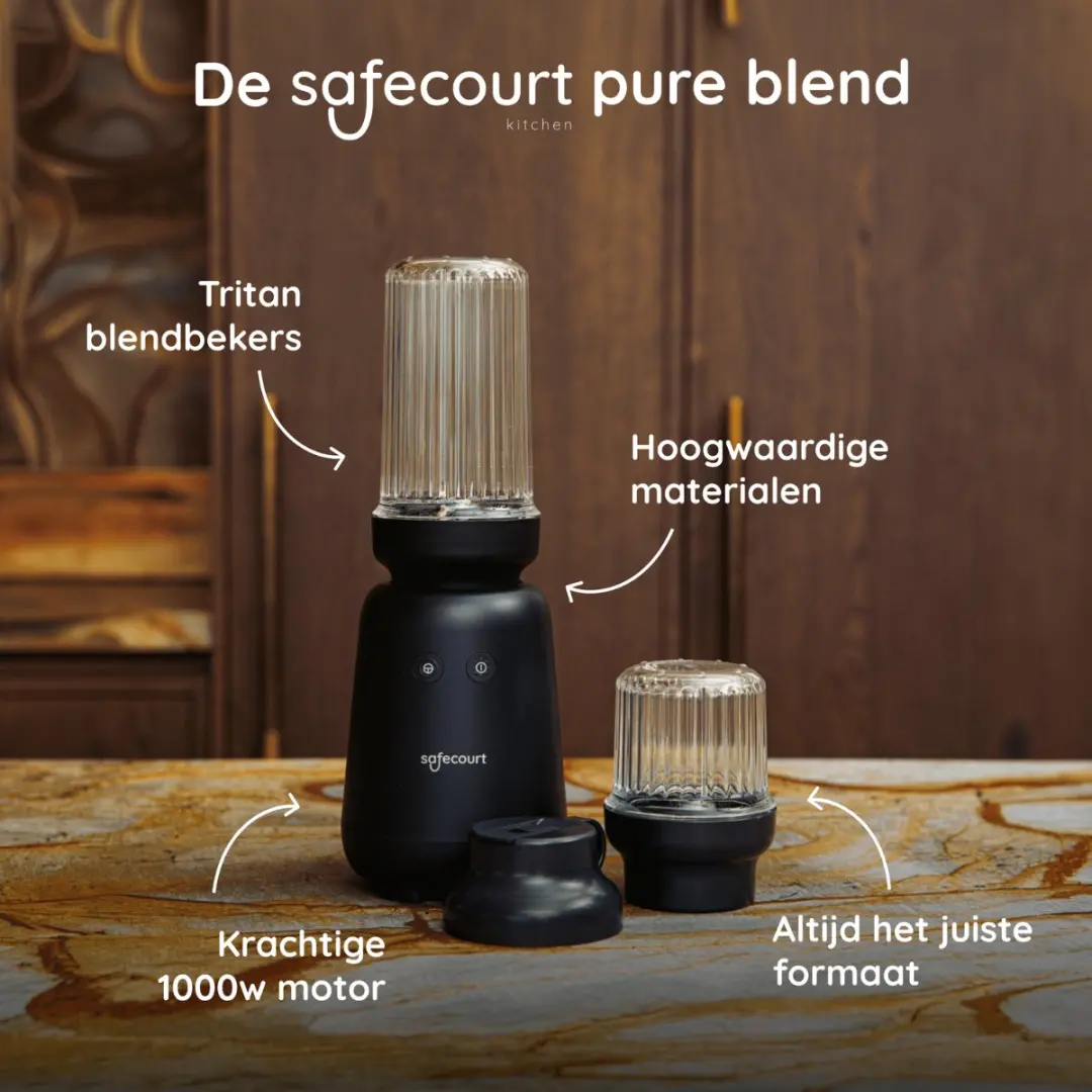 Safecourt Kitchen PureBlend 1000W Smoothiemaker - 700ml - Zwart