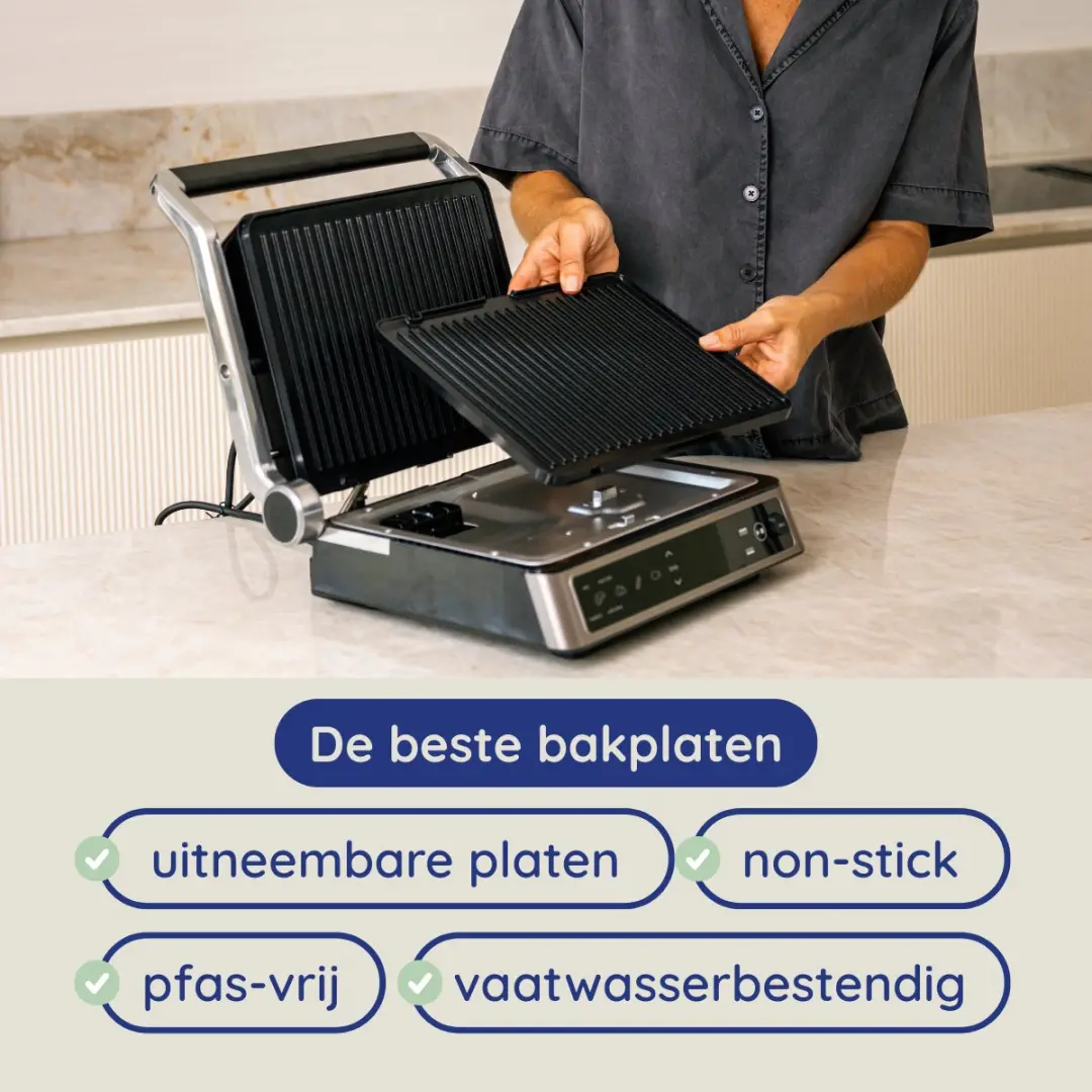 Safecourt CCG500 Contactgrill - 2200W - 4 Tosti/Wafels - Zwart