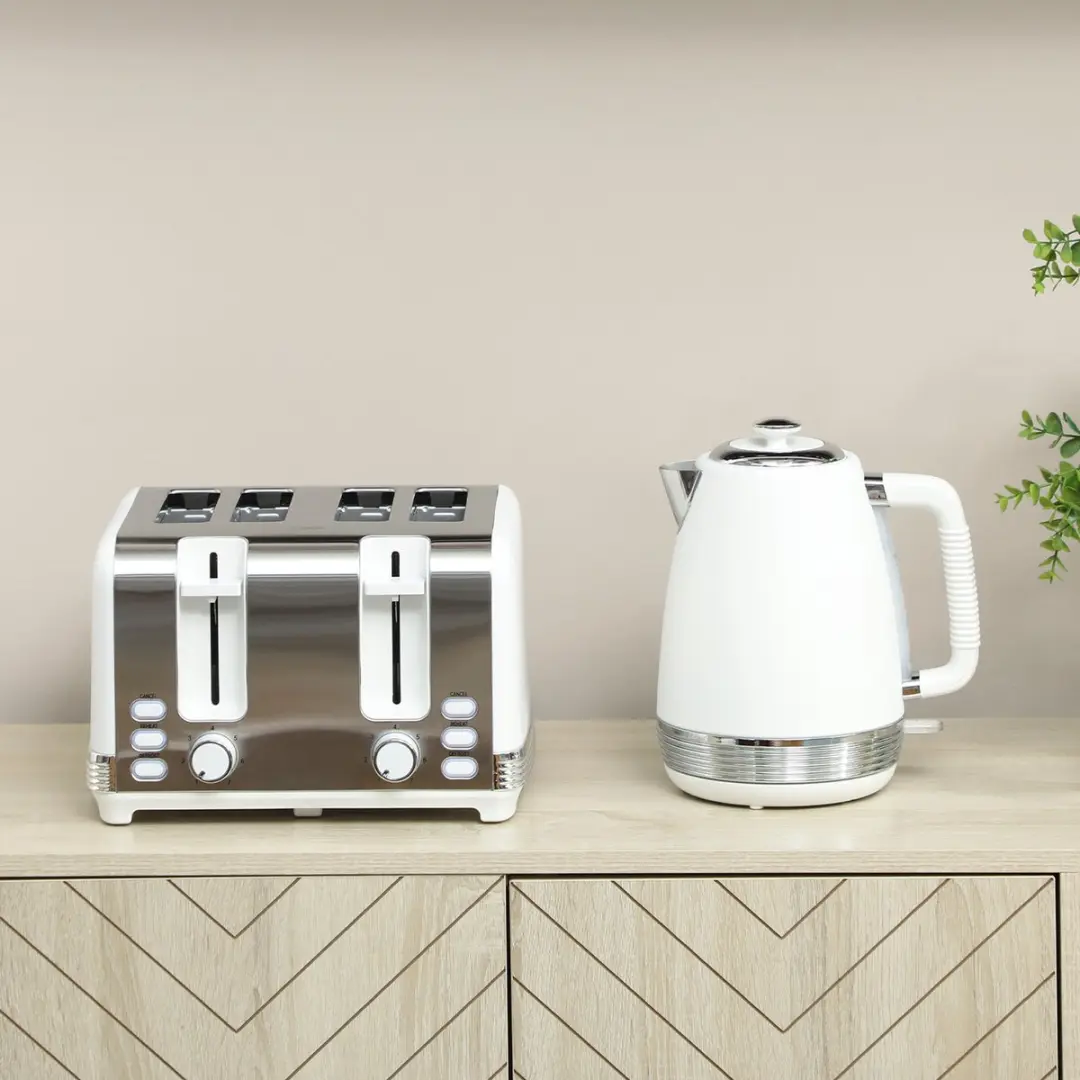 Homcom Waterkoker & Broodrooster 1560W - 2-delig - Zilver/Wit