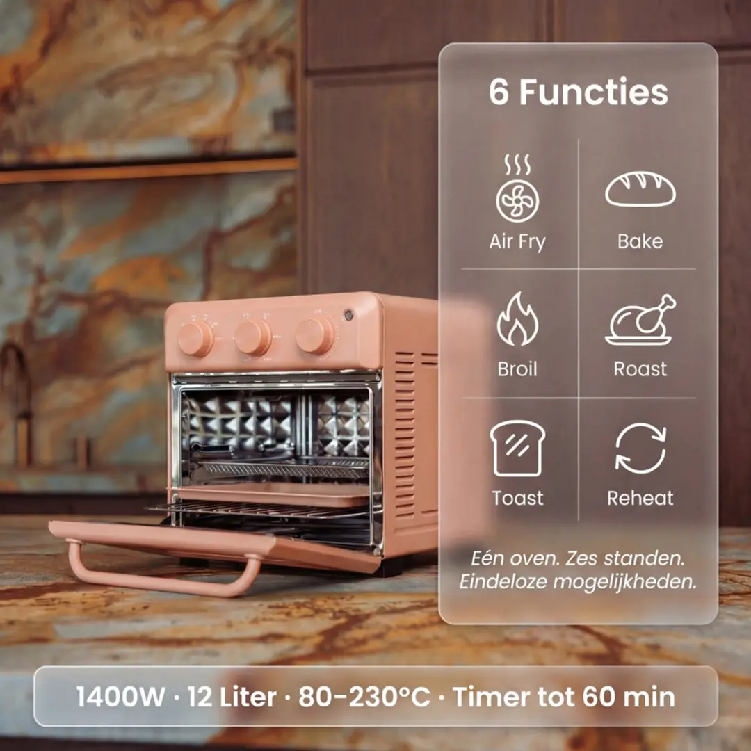 Safecourt 6-in-1 Airfryer Oven Roze - 1400W