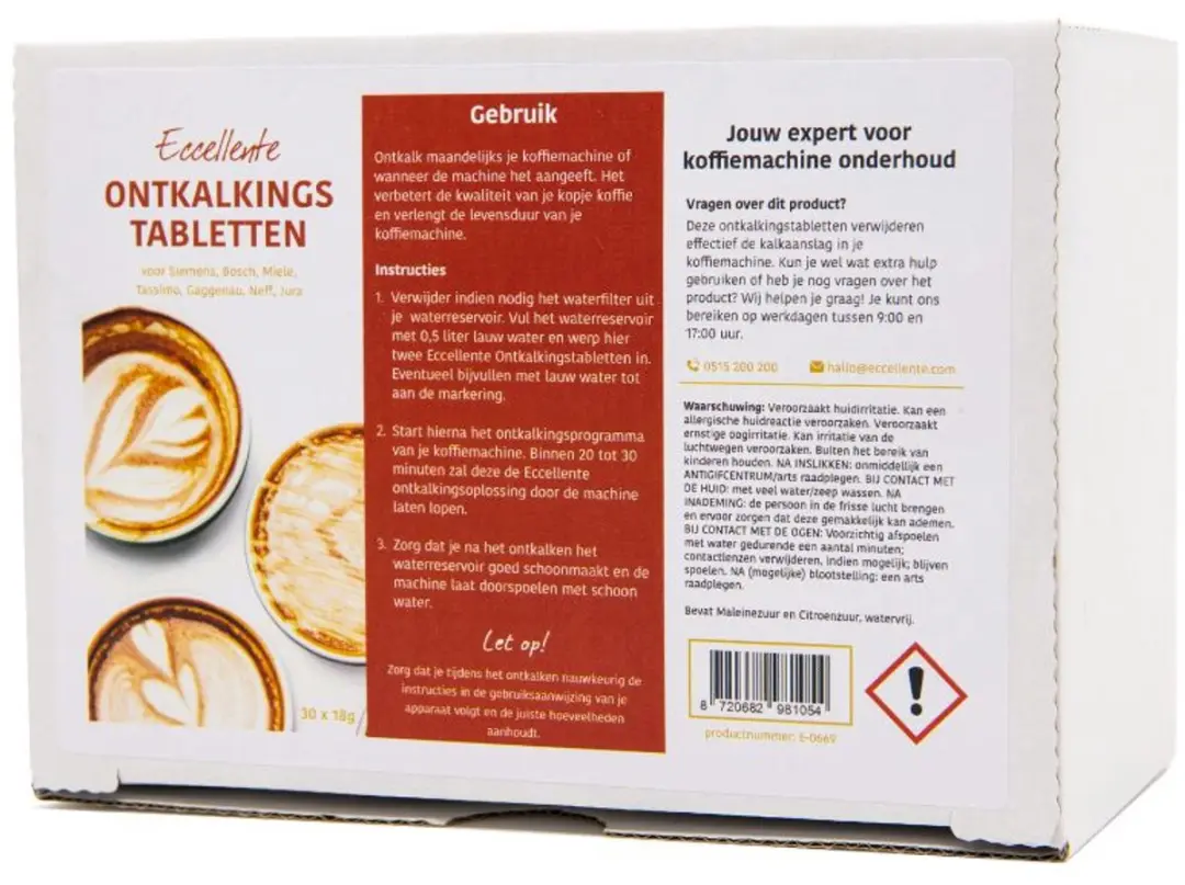 Eccellente Ontkalkingstabletten E-0669 - 30 Stuks - 540g - o.a. Miele CVA