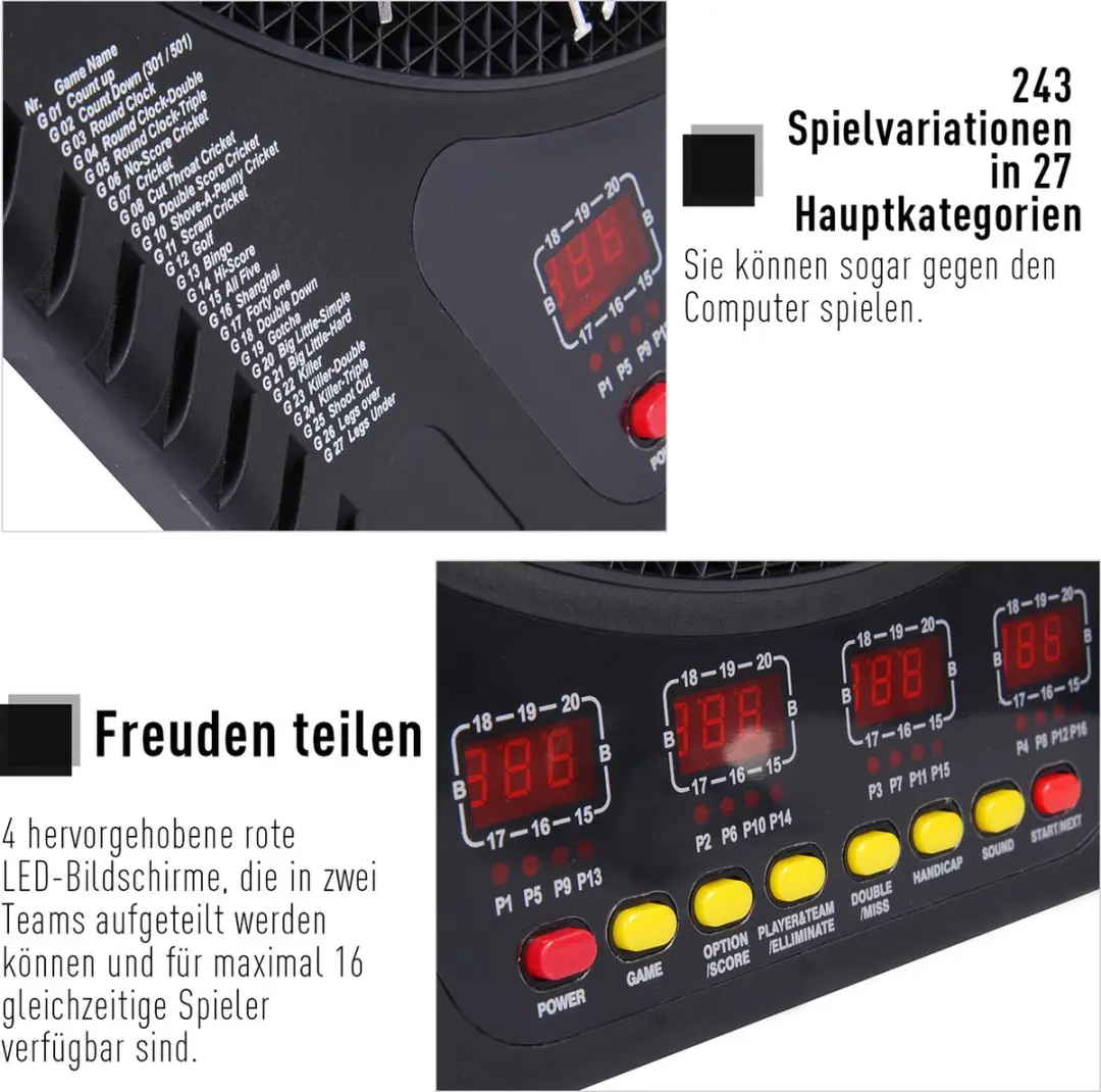 Homcom Elektronisch Dartbord 5550-4362 - 51,5cm - 27 Spellen