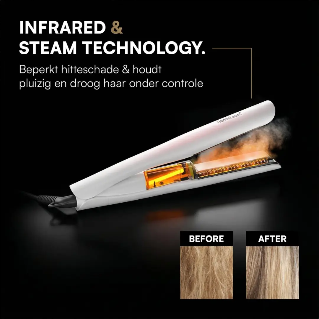 Dryze Nanosteam Stoomstijltang - Parelmoer - 4 Temperatuurstanden