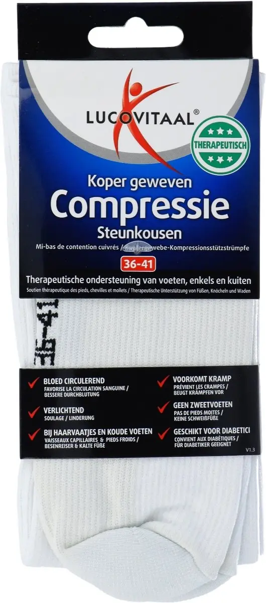 Lucovitaal Koper Compressie Steunsok 36-41 - Wit