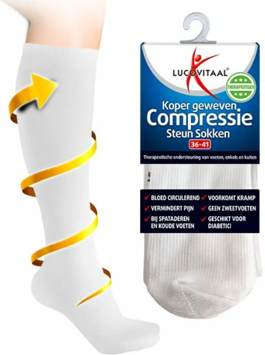 Lucovitaal Koper Compressie Steunsok 36-41 - Wit