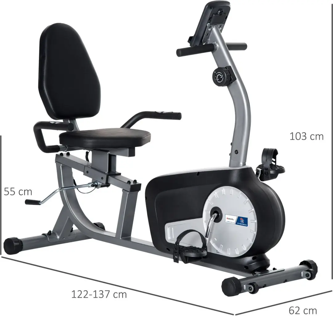 Homcom Magnetische Hometrainer 8 Niveaus - 137x62x103cm - Grijs