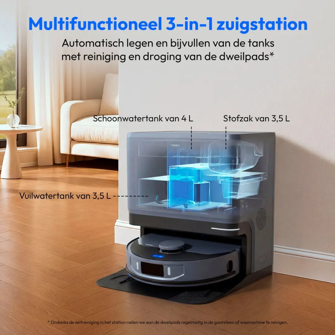 Medion MD12555 Robotstofzuiger X55 SW+ Pro - 10.000 Pa - Blauw