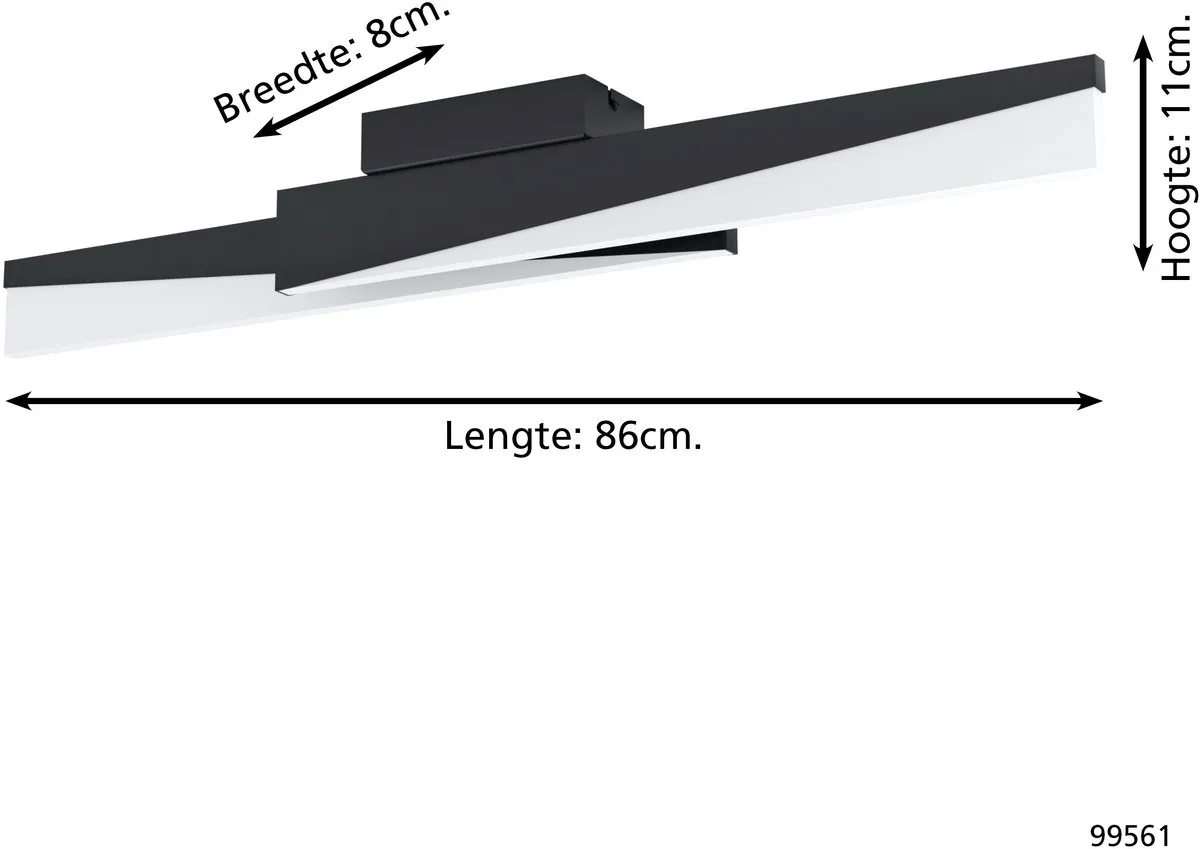 Eglo Isidro Plafondlamp LED 86cm - Zwart