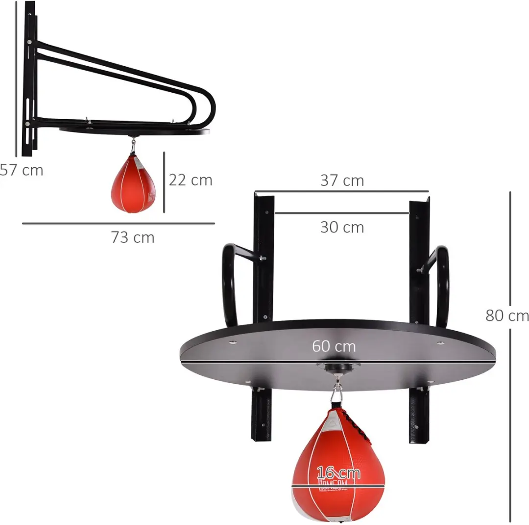 Homcom Speedbag Platform - Staal 60x73x80cm - Zwart