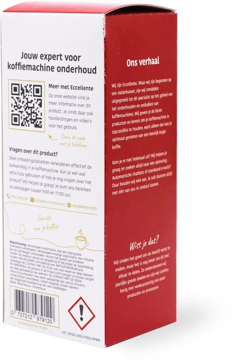 Eccellente Ontkalkingstabletten E-0431 - 6 Stuks - 108g - o.a. Miele CVA
